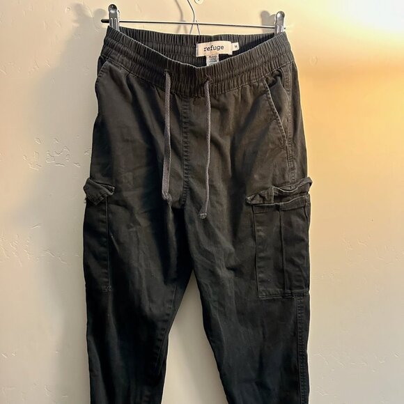 Men's Black Jogger Pants - Relaxed Rebel Fit, Size M, with Side Pockets - Picture 1 of 3